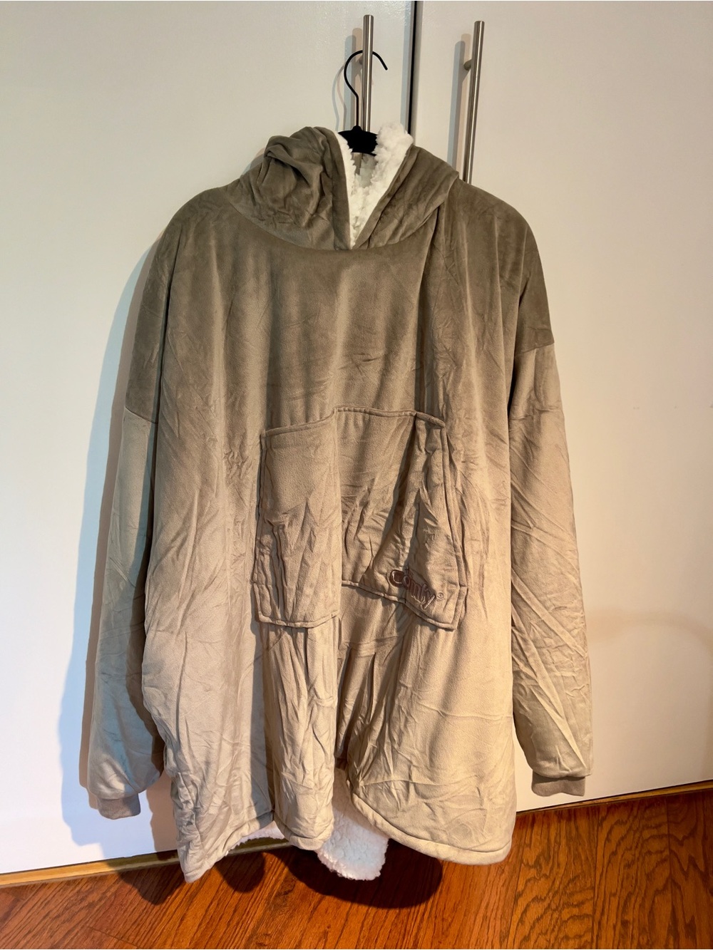 Plush Fleece Hooded Pullover Jacket - Taupe